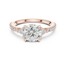 Round Moissanite Ring with Trillion Sides and Pavé Band in rose 925 sterling silver, view 4