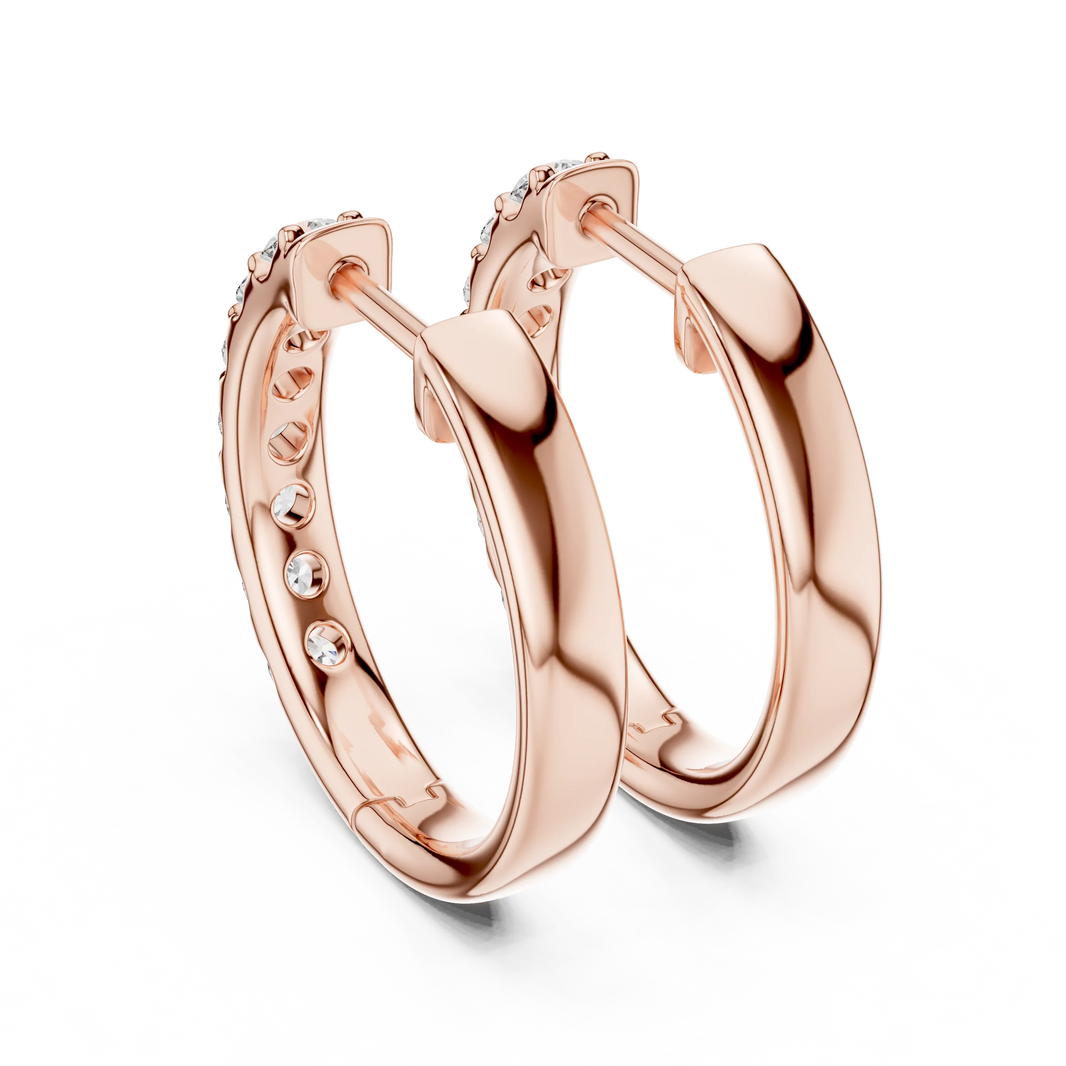 Moissanite huggie hoop earrings in rose 925 sterling silver, view 3