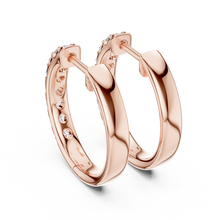 Moissanite huggie hoop earrings in rose 925 sterling silver, view 3