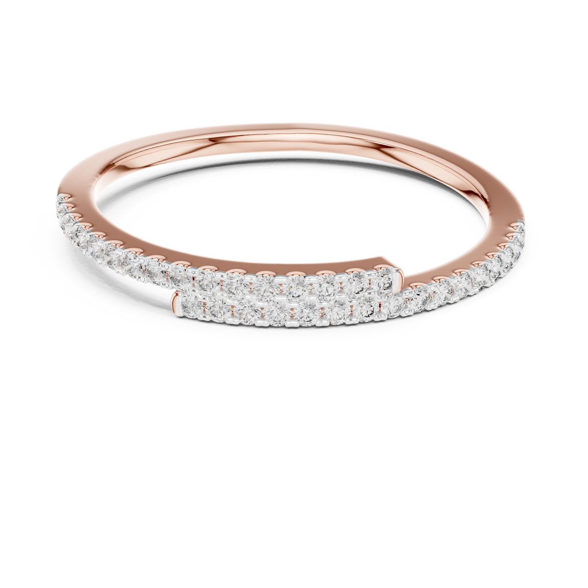 Open Bypass Pavé Moissanite Band in rose 925 sterling silver, view 4