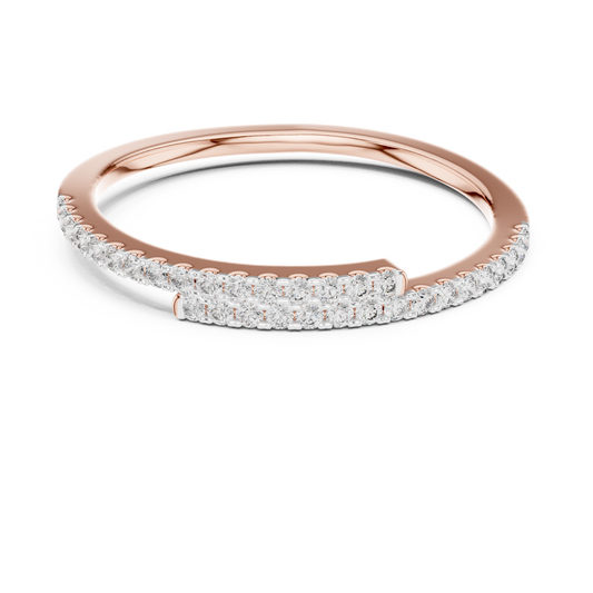 Open Bypass Pavé Moissanite Band in rose 925 sterling silver, view 4