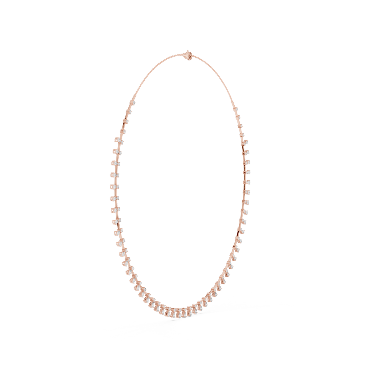 Pear Drop Fringe Necklace in rose 925 sterling silver, view 3