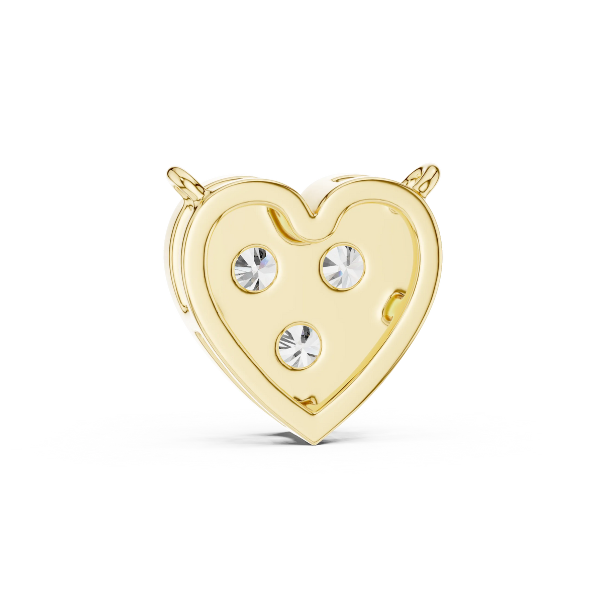 Heart Three Stone Moissanite Pendant in yellow 925 sterling silver, view 4