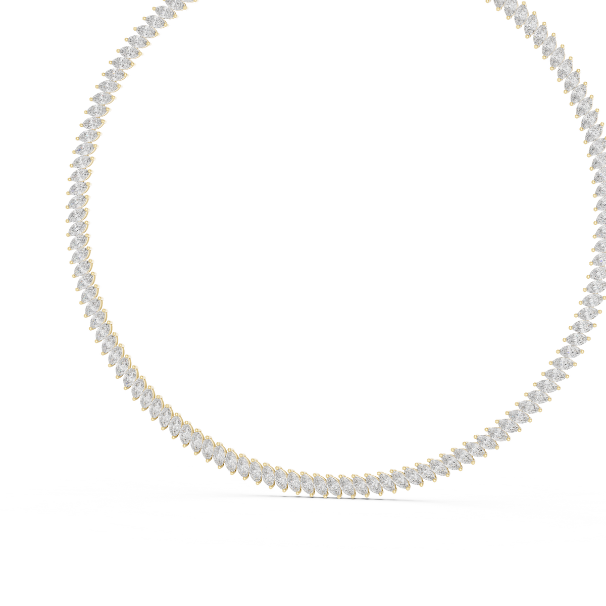 Marquise Tennis Necklace in yellow 925 sterling silver, view 2