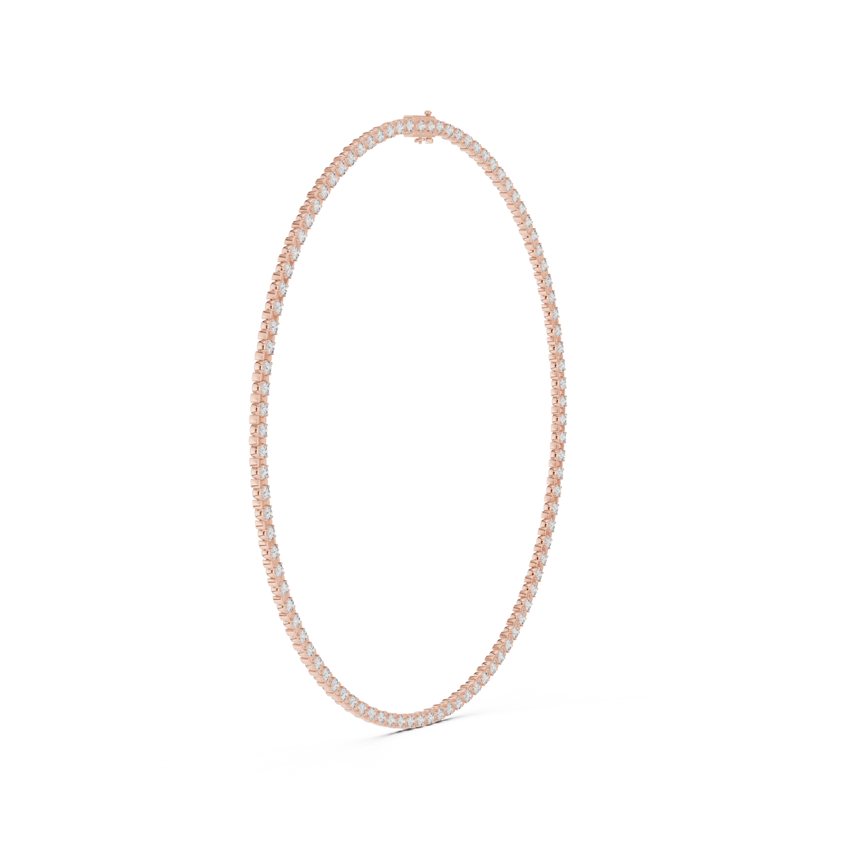 3.3mm Round Tennis Necklace in rose 925 sterling silver, view 3