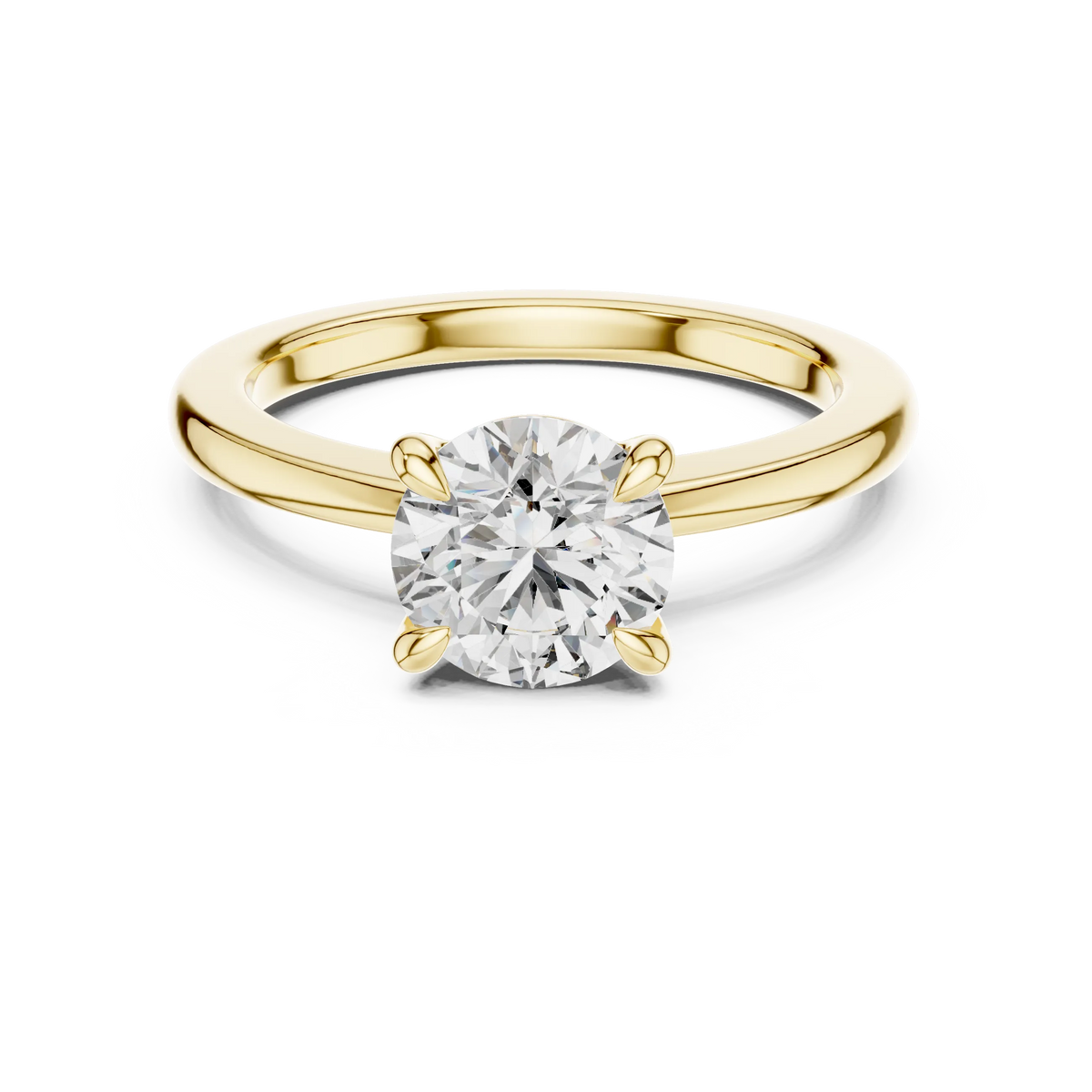 Round Solitaire Moissanite Engagement Ring in yellow 925 sterling silver, view 4