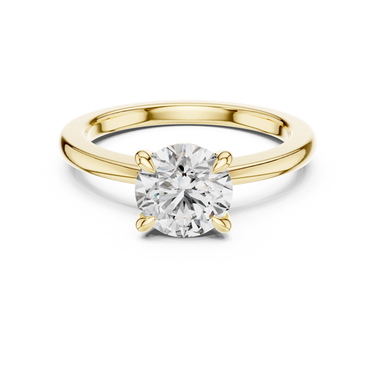 Round Solitaire Moissanite Engagement Ring in yellow 925 sterling silver, view 4