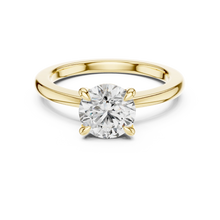 Round Solitaire Moissanite Engagement Ring in yellow 925 sterling silver, view 4