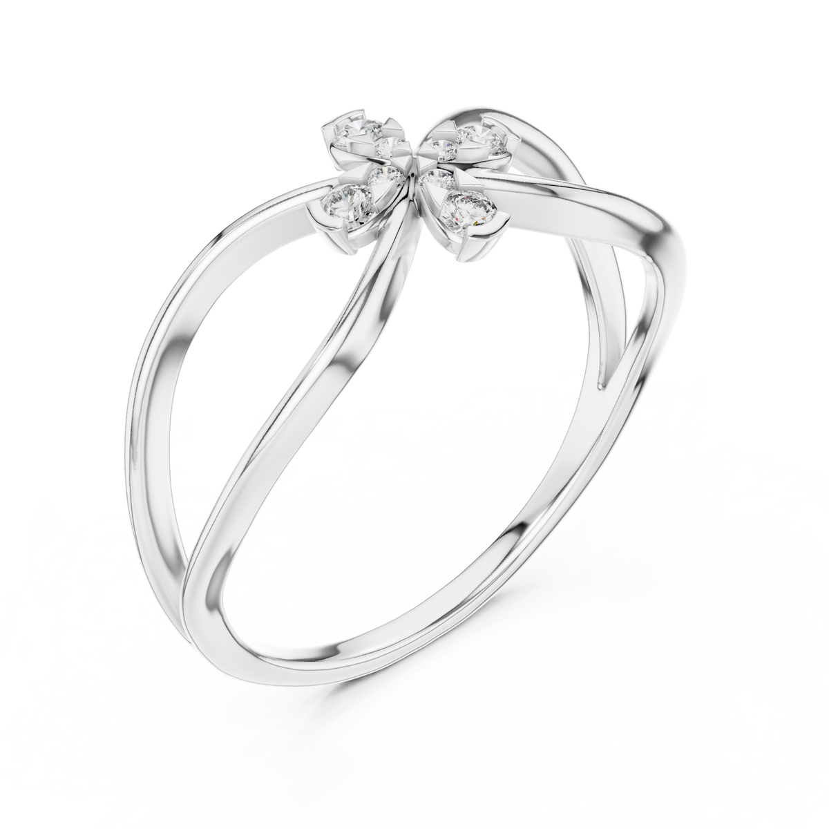 Infinity Flower Moissanite Ring in white 925 sterling silver, view 2