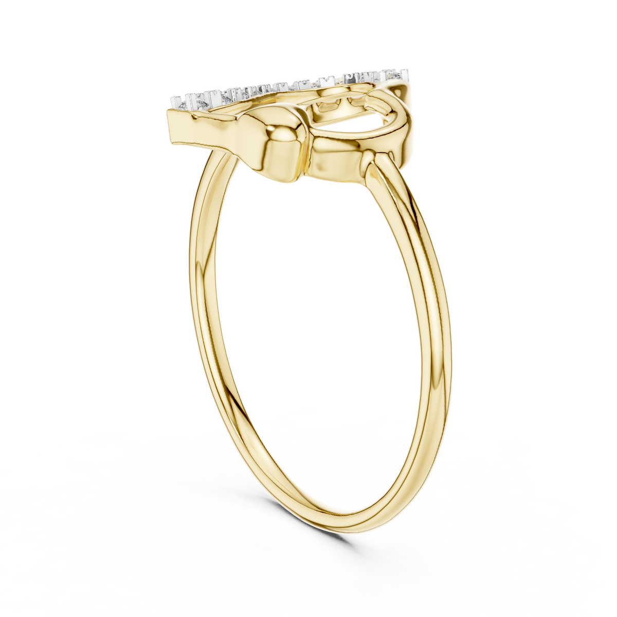 Tilted Pavé Heart Moissanite Ring in yellow 925 sterling silver, view 1