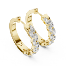 Marquise moissanite double row hoop earrings in yellow 925 sterling silver, view 2