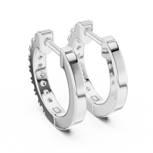 Moissanite pave huggie hoop earrings in white 925 sterling silver, view 3