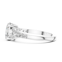Round Moissanite Engagement Ring with Marquise Accents in white 925 sterling silver, view 3