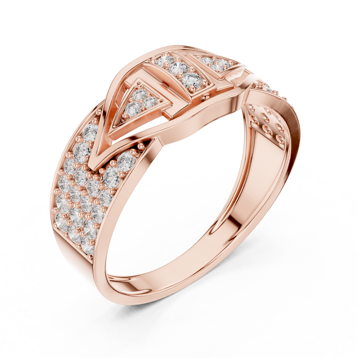Geometric Eye Pavé Moissanite Statement Band in rose 925 sterling silver, view 2