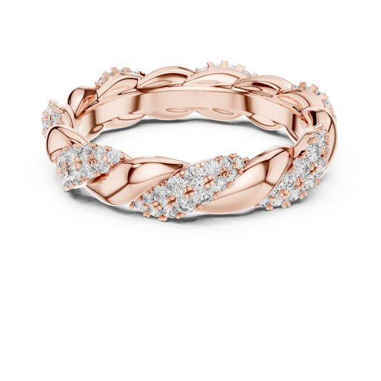 Twisted Rope Pavé Moissanite Eternity Band in rose 925 sterling silver, view 4