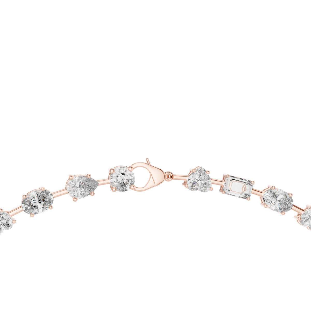 Mixed Shape Tennis Necklace in rose 925 sterling silver, view 4