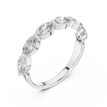 East-West Oval Moissanite Half Eternity Band in white 925 sterling silver, view 2