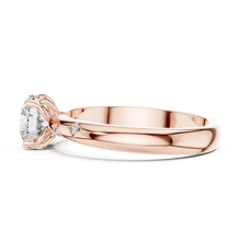 Round Solitaire Moissanite Ring with Bezel Accents in rose 925 sterling silver, view 3