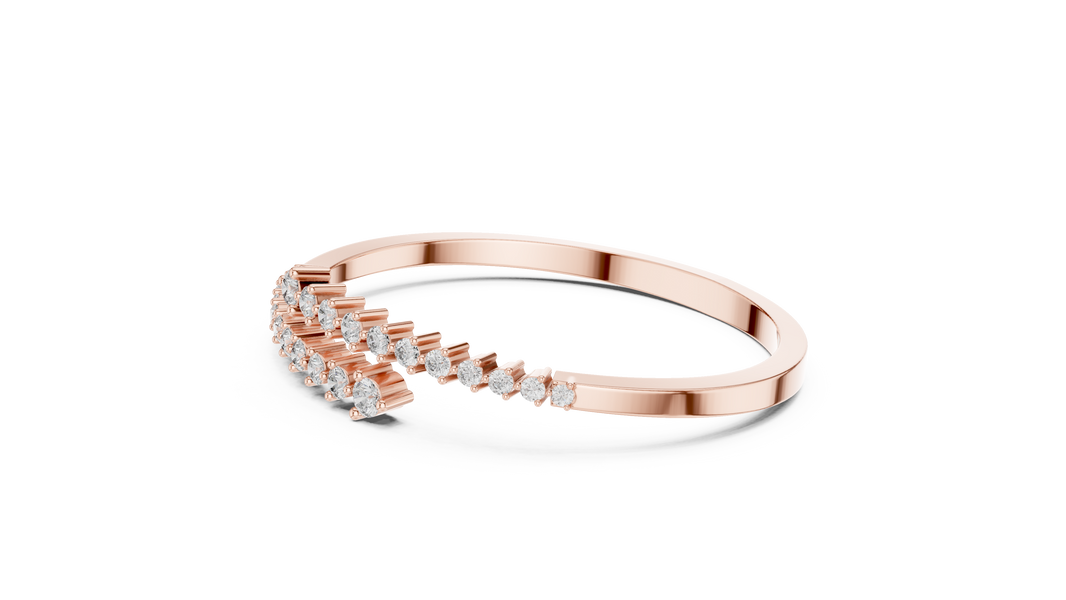 Graduated Round Moissanite Bypass Bangle in rose 925 sterling silver, view 2