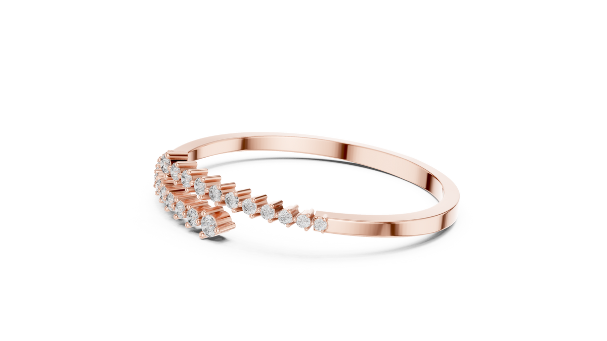 Graduated Round Moissanite Bypass Bangle in rose 925 sterling silver, view 2