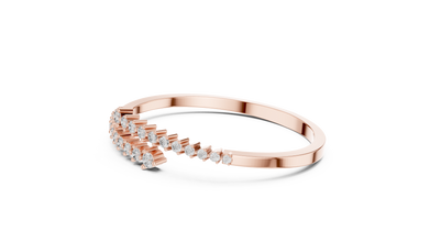 Graduated Round Moissanite Bypass Bangle in rose 925 sterling silver, view 2