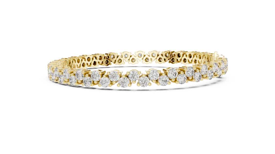 Round Moissanite Loop Link Tennis Bracelet in yellow 925 sterling silver, view 4