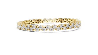 Round Moissanite Loop Link Tennis Bracelet in yellow 925 sterling silver, view 4
