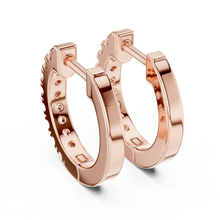Moissanite pave huggie hoop earrings in rose 925 sterling silver, view 3
