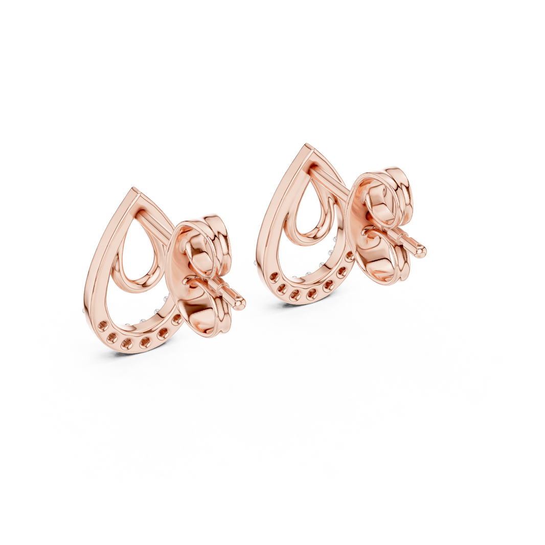 Moissanite Double Teardrop Stud Earrings in rose 925 sterling silver, view 3