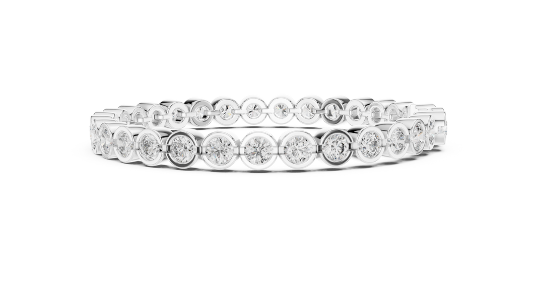 Bezel Set Round Moissanite Tennis Bracelet in white 925 sterling silver, view 4