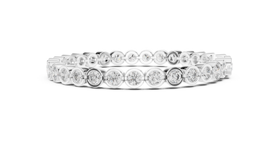 Bezel Set Round Moissanite Tennis Bracelet in white 925 sterling silver, view 4