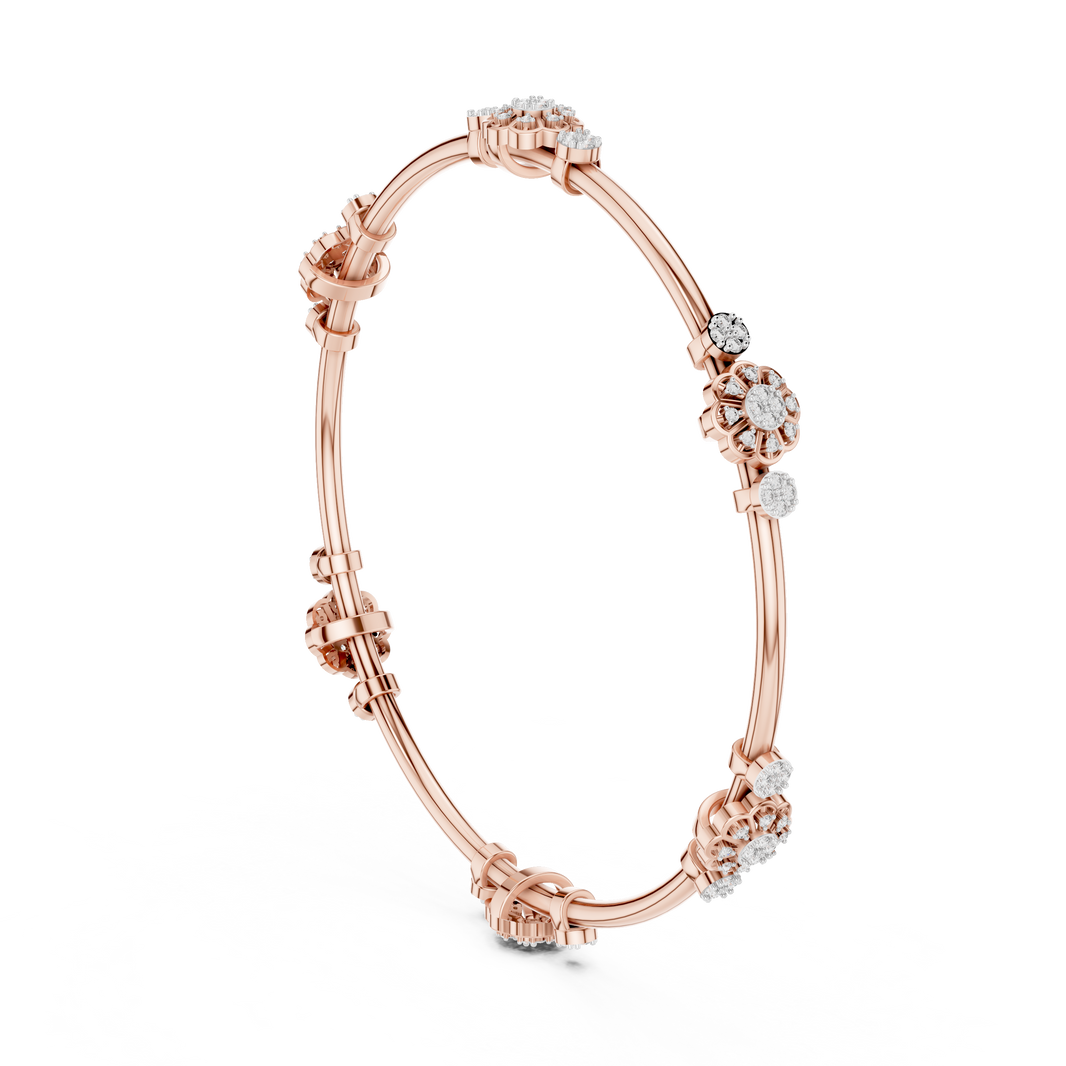 Flower Cluster Moissanite Bangle in rose 925 sterling silver, view 1
