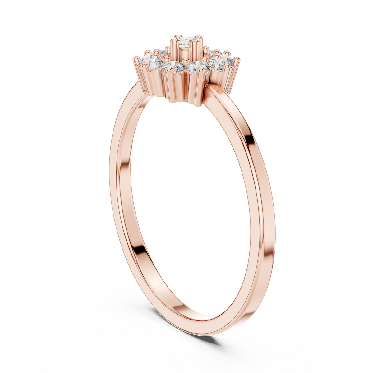 Flower Halo Cluster Moissanite Ring in rose 925 sterling silver, view 1