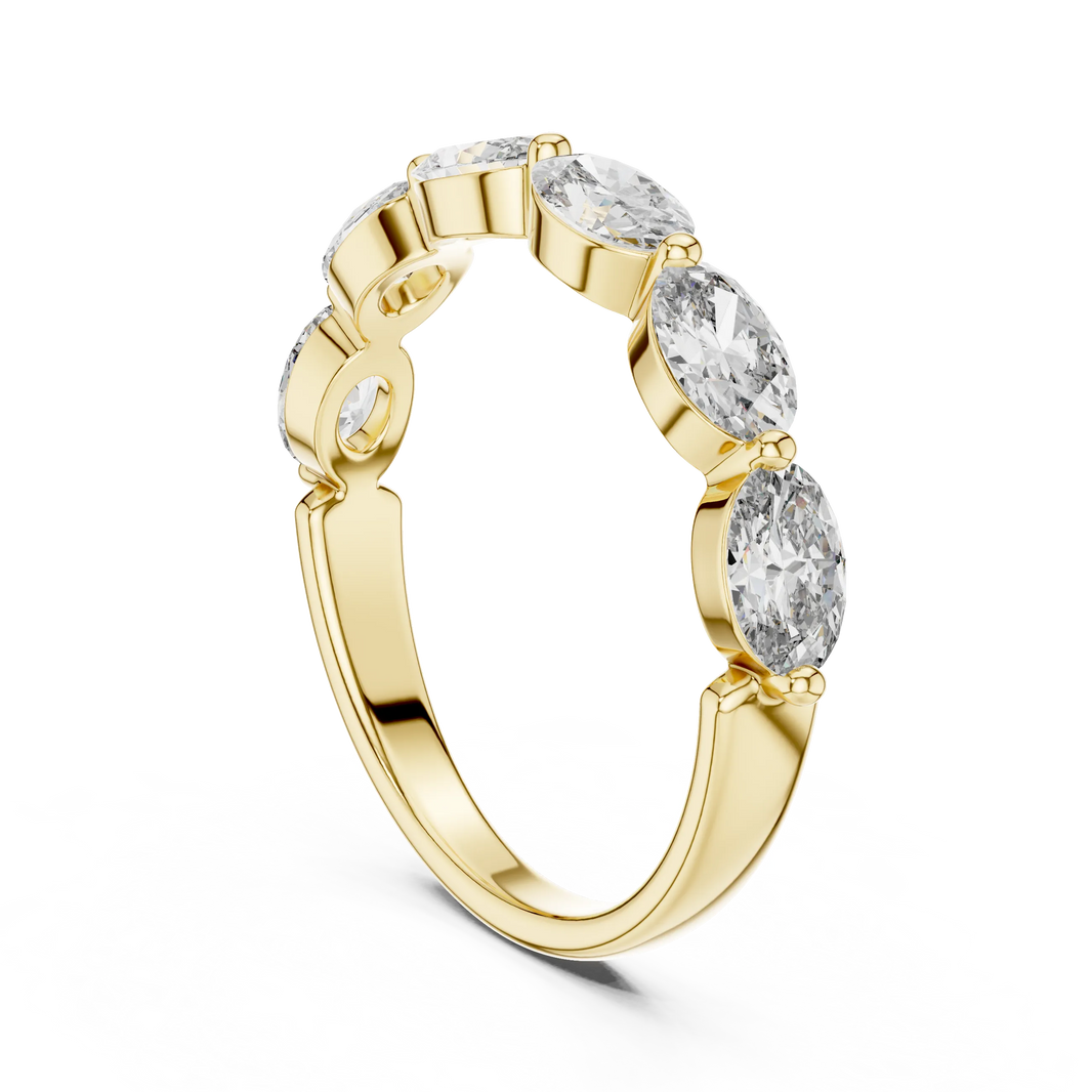 East-West Oval Moissanite Half Eternity Band in yellow 925 sterling silver, view 1