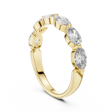 East-West Oval Moissanite Half Eternity Band in yellow 925 sterling silver, view 1