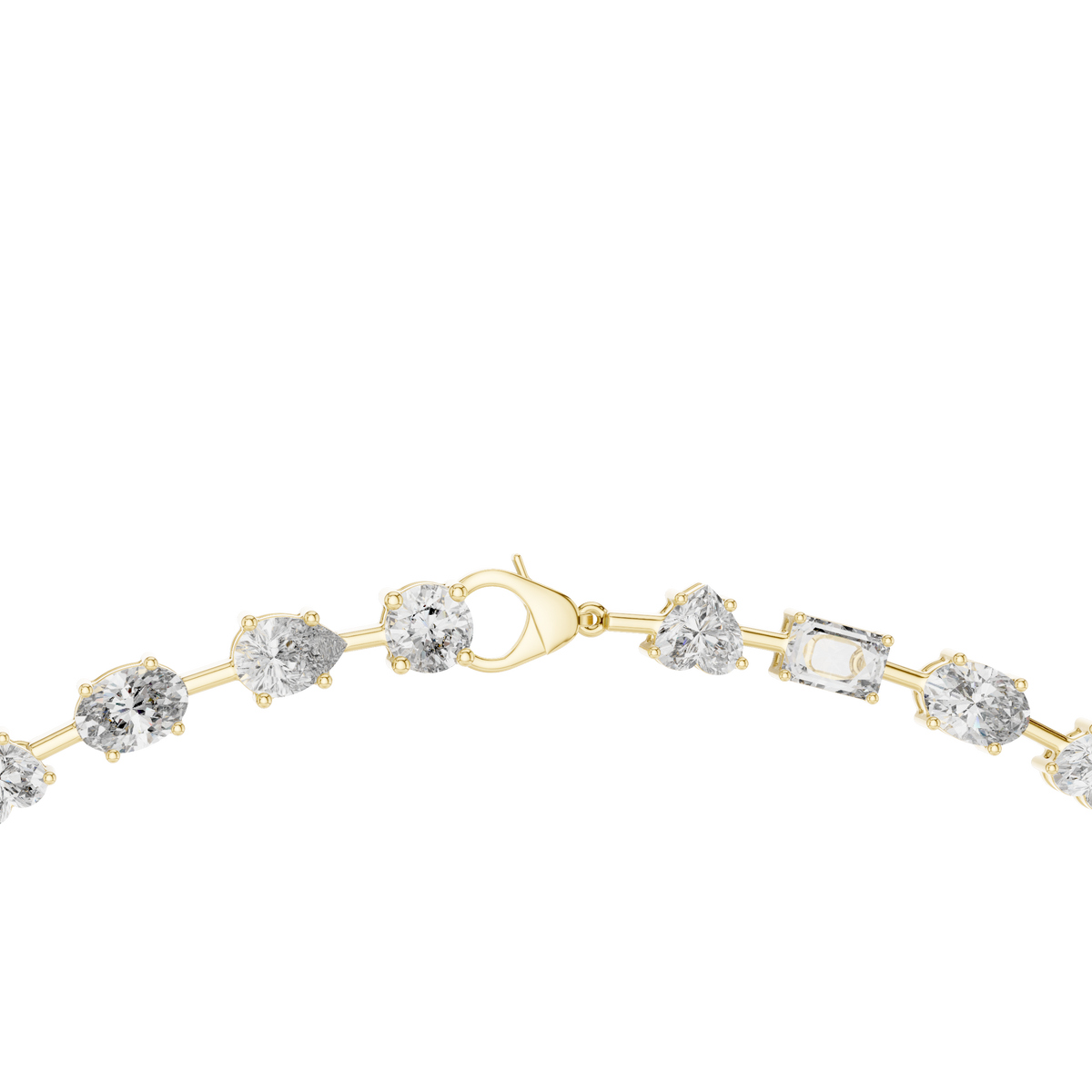 Mixed Shape Tennis Necklace in yellow 925 sterling silver, view 4