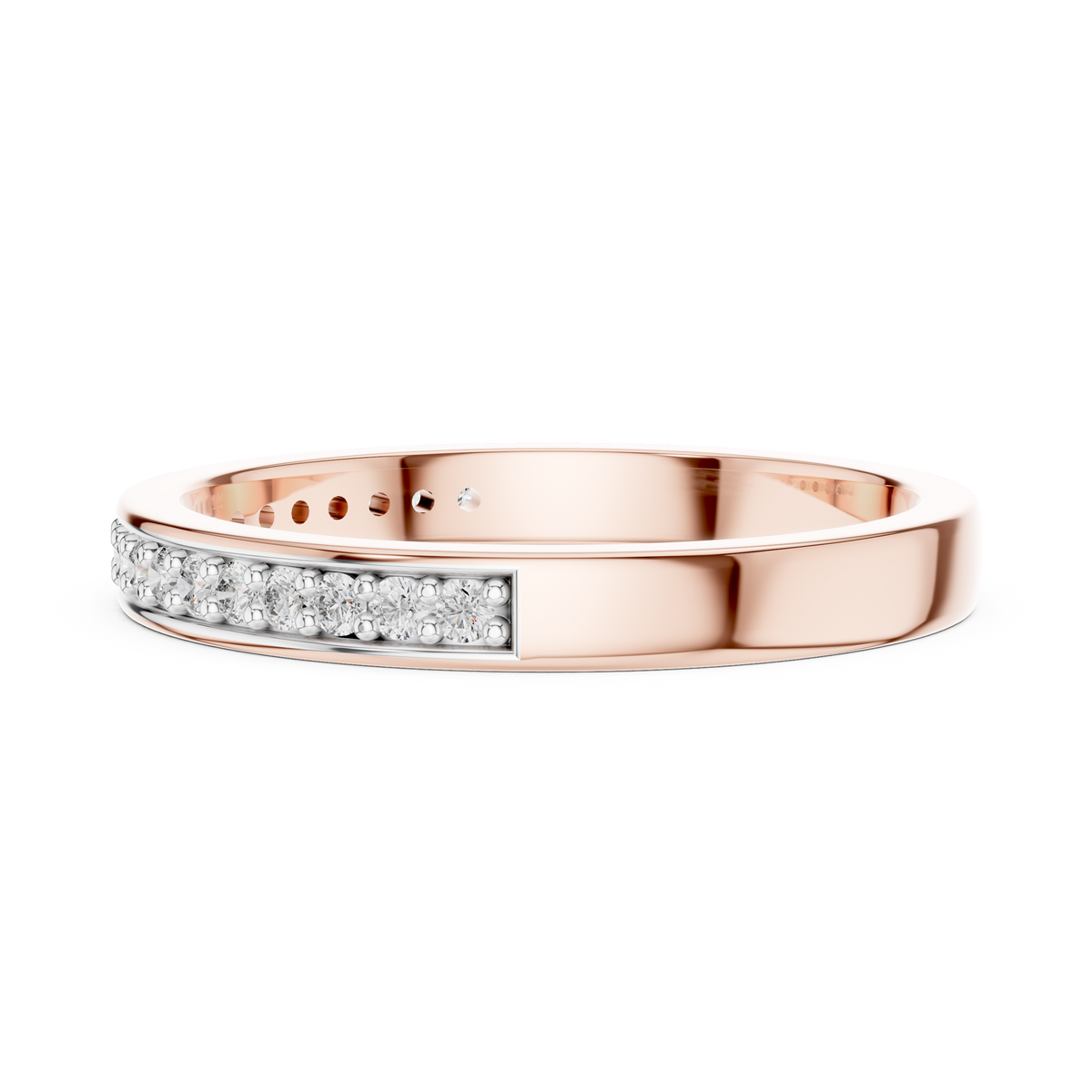 Pavé Moissanite Half Eternity Band in rose 925 sterling silver, view 3