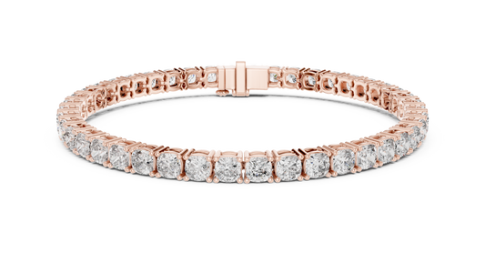 Square Cushion Cut Moissanite Tennis Bracelet in rose 925 sterling silver, view 1