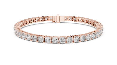 Square Cushion Cut Moissanite Tennis Bracelet in rose 925 sterling silver, view 1