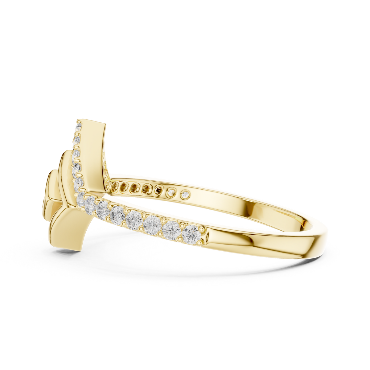 Pavé Chevron Square Spiral Moissanite Ring in yellow 925 sterling silver, view 3