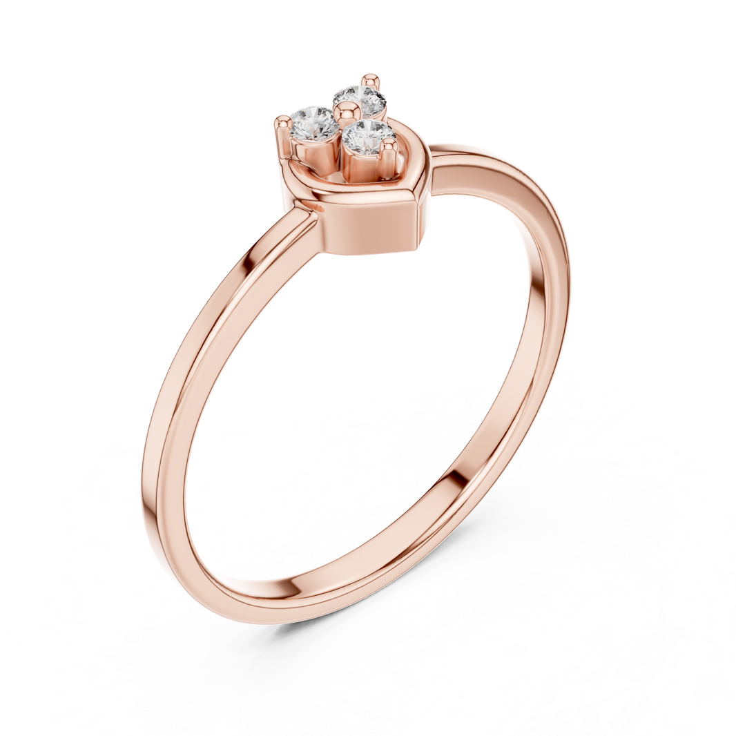 Open Heart Cluster Moissanite Ring in rose 925 sterling silver, view 2