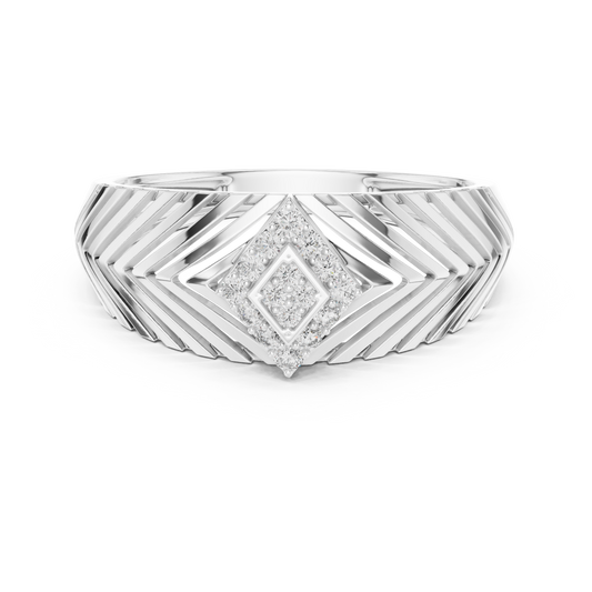 Chevron Rhombus Cluster Moissanite Ring in white 925 sterling silver, view 4