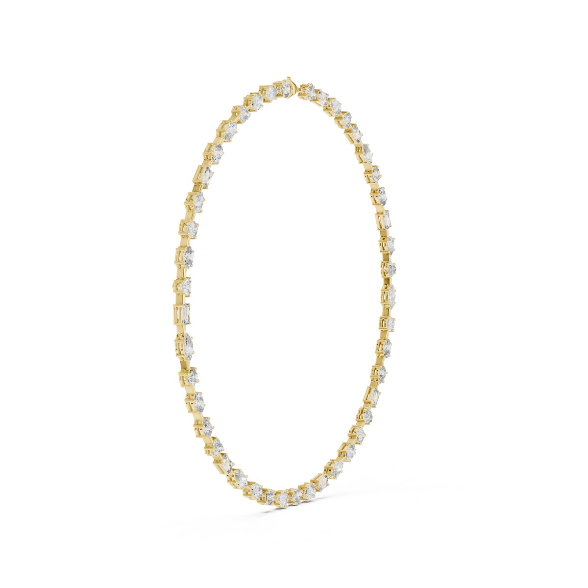 Mixed Shape Tennis Necklace in yellow 925 sterling silver, view 3
