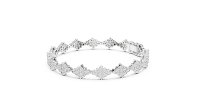 Diamond Shape Cluster Moissanite Bracelet in white 925 sterling silver, view 2
