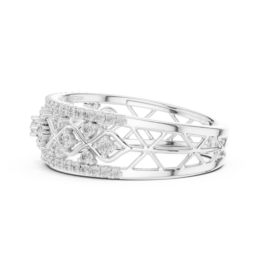 Triple Row Openwork Moissanite Band in white 925 sterling silver, view 3