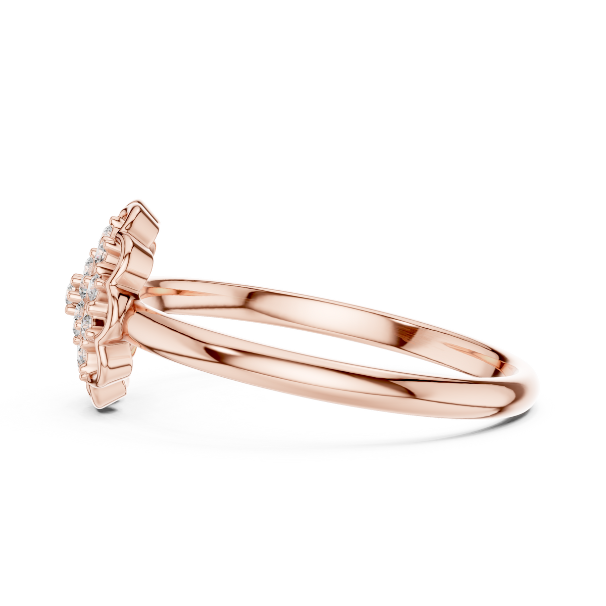Scalloped Flower Pavé Moissanite Ring in rose 925 sterling silver, view 3