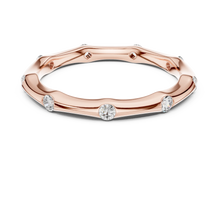Bezel Station Moissanite Band in rose 925 sterling silver, view 4