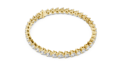 Three Prong Round Moissanite Tennis Bracelet in yellow 925 sterling silver, view 3