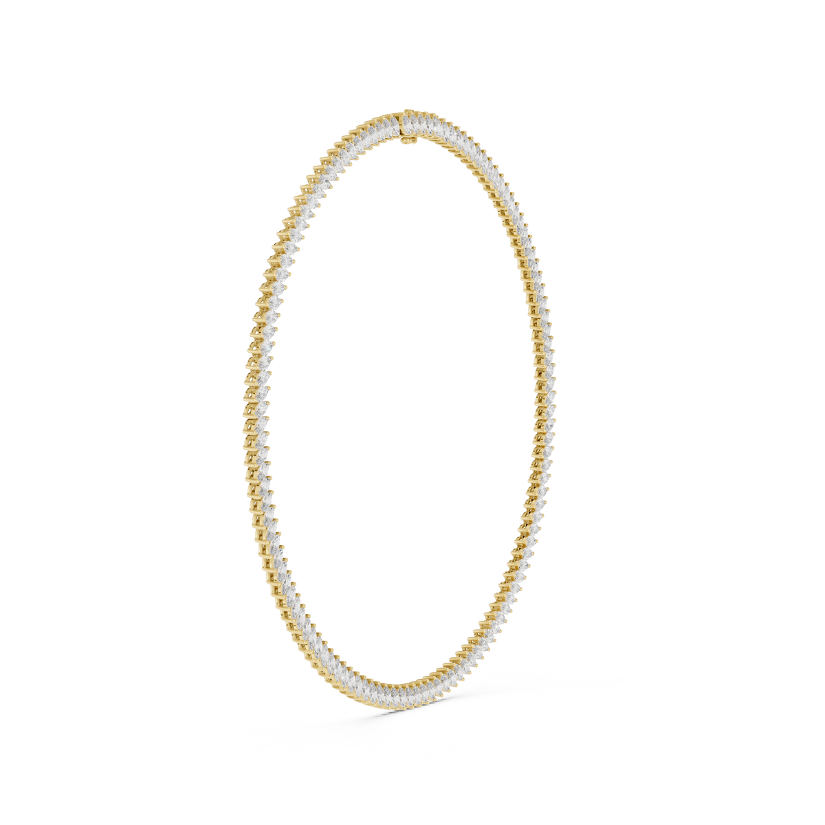 Marquise Tennis Necklace in yellow 925 sterling silver, view 3