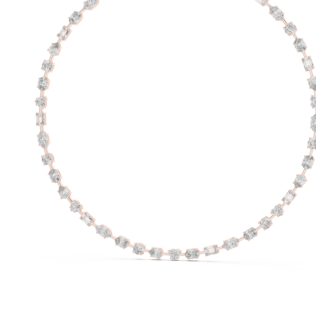 Mixed Shape Tennis Necklace in rose 925 sterling silver, view 2